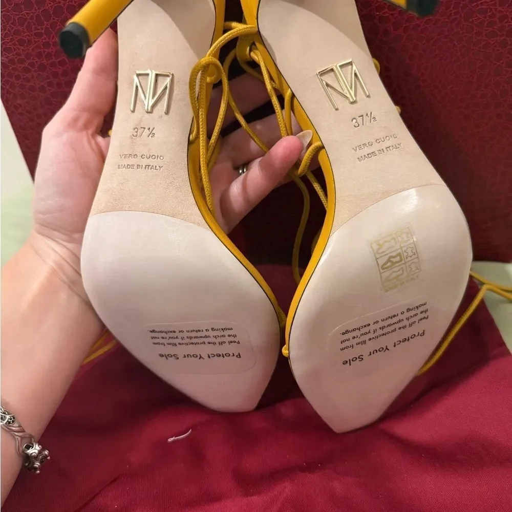 TAMARA MELLON Yellow Strappy Women's Sandals US-7.5 NWT